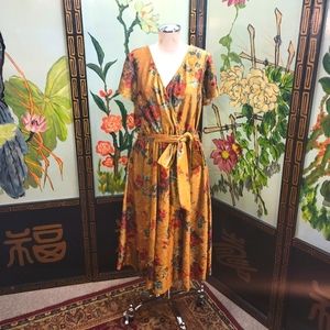 Modcloth dark gold floral velvet dress.